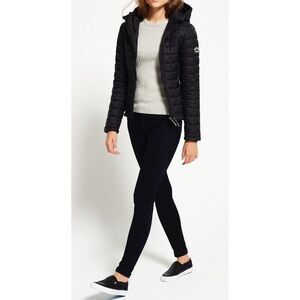 Superdry Hooded Box Quilt Fuji Puffer Black Jacket Women’s XS